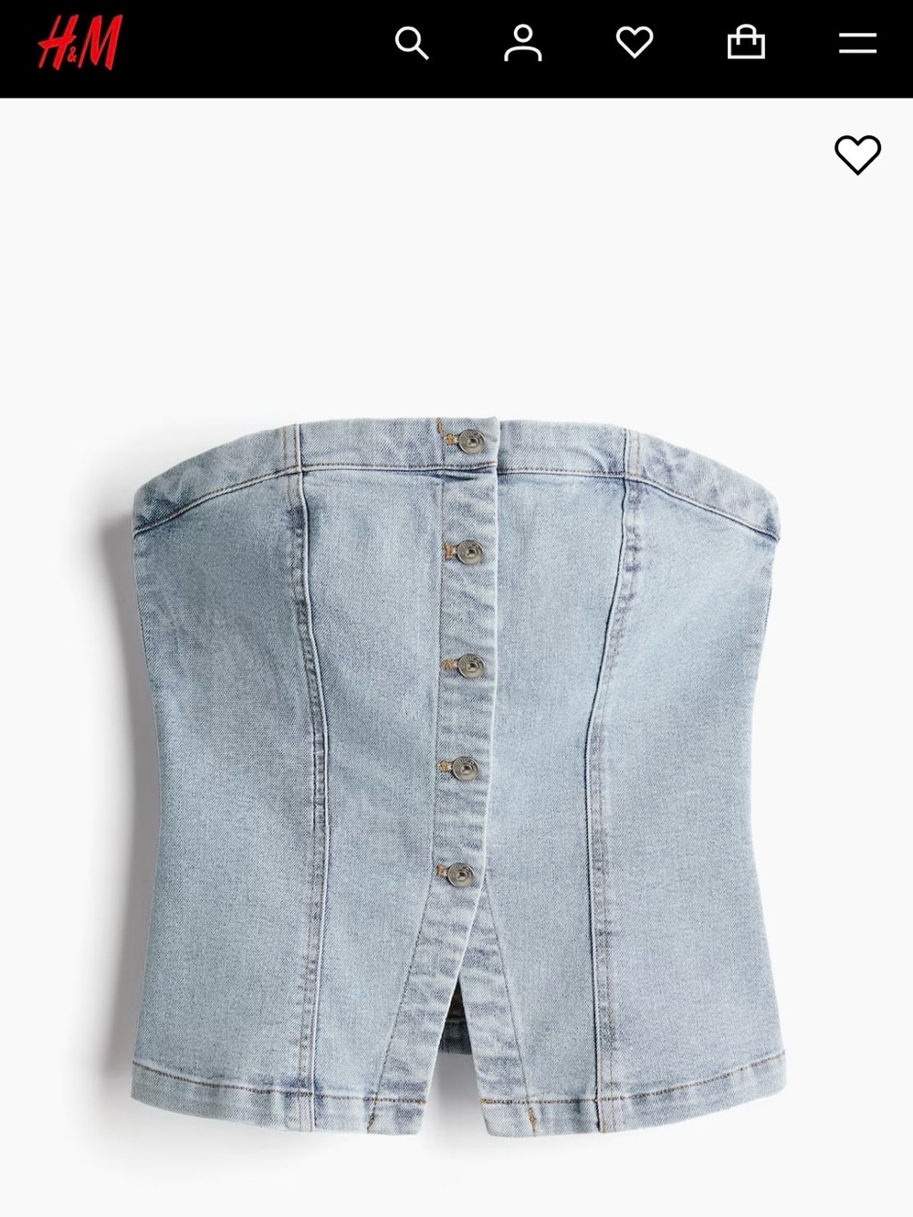 NWT-Divided Light Blue Denim Strapless Button-Front Corset Top- Small